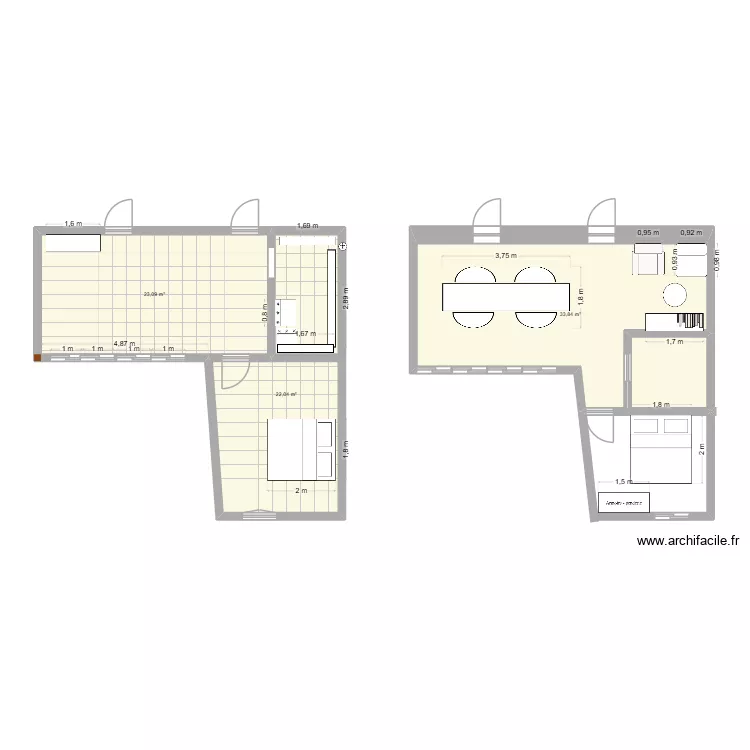 extension2. Plan de 3 Pièces et 79 m²