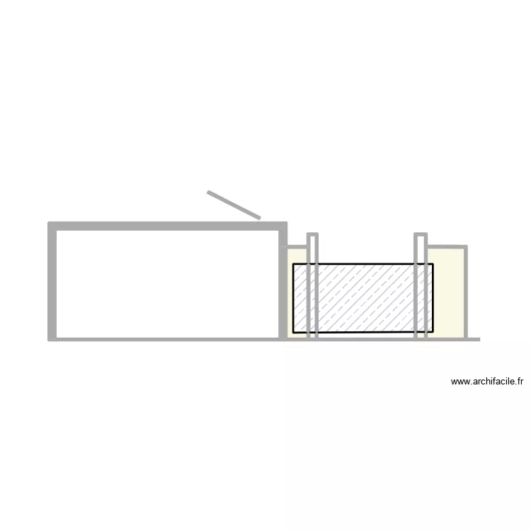 Carport facade. Plan de 13 pièces et 14 m²