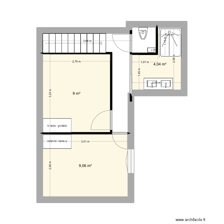 Home sweet. Plan de 3 pièces et 22 m2