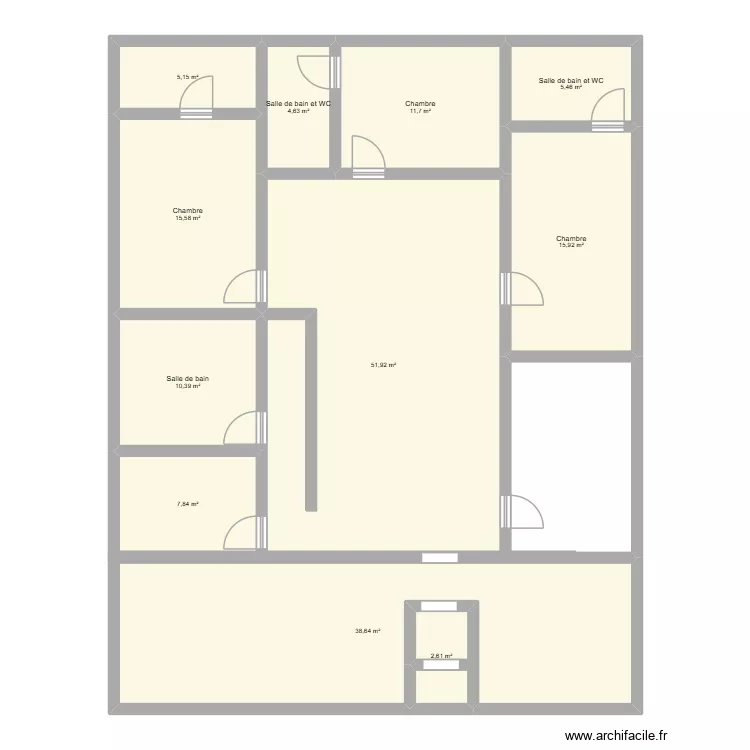 sasa. Plan de 11  et 170 m²