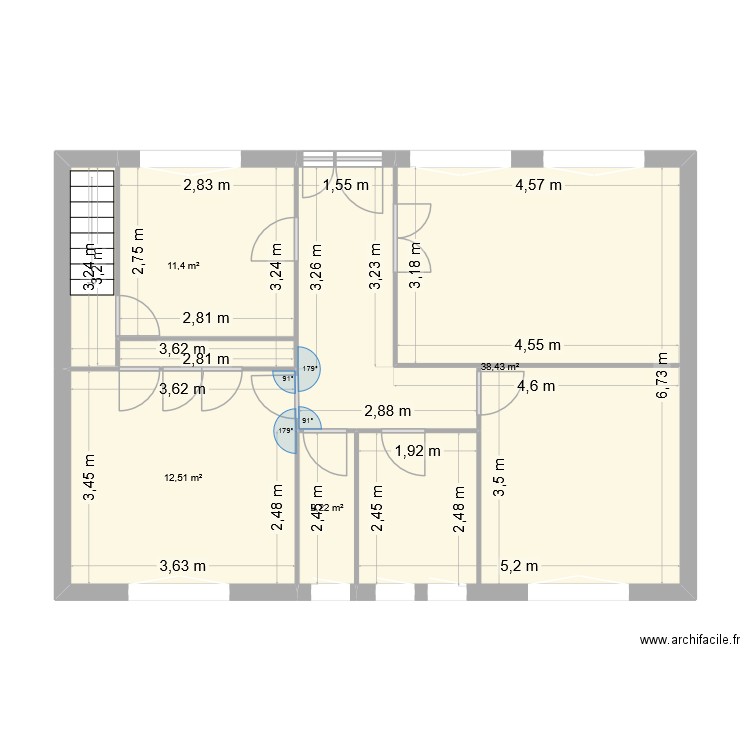 Rostrenen plan modif 1. Plan de 4 pièces et 65 m2