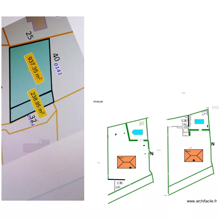 plan de masse entree chemin priv&eacute; studio V1. Plan de 