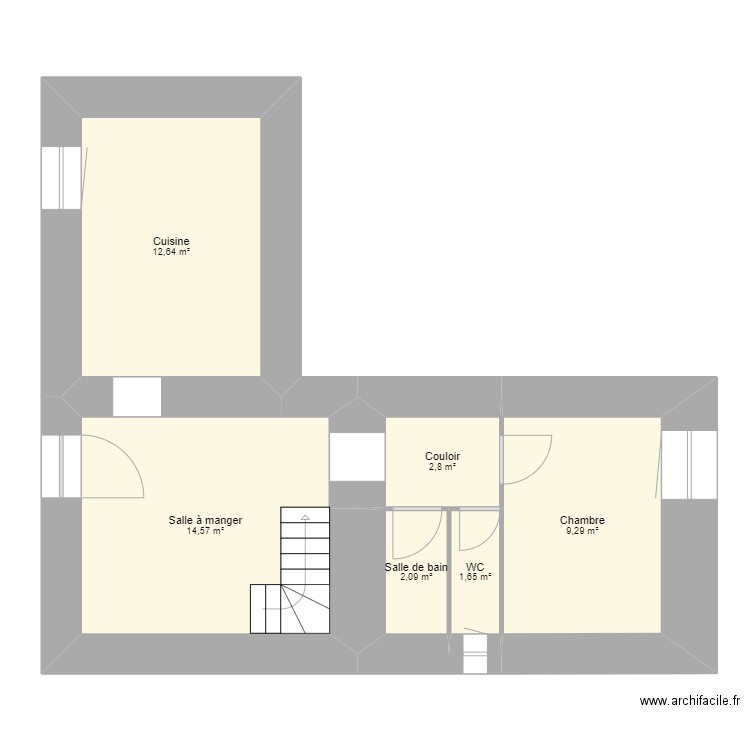 MARIOTTINI - Canari - initial . Plan de 6 pièces et 43 m2