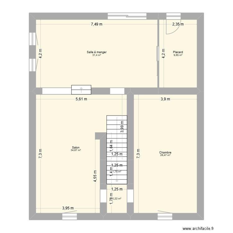 Plan RDC. Plan de 6 pièces et 108 m2