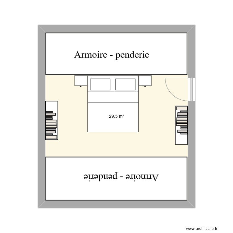 Chambre parental. Plan de 1 pièce et 30 m2