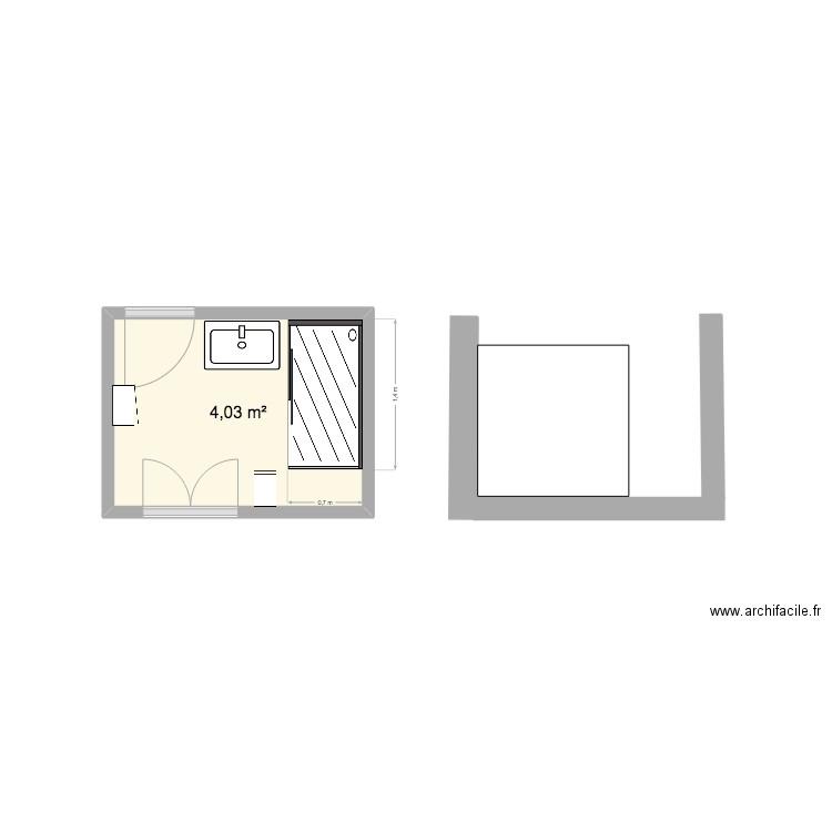 salle de bain. Plan de 1 pièce et 4 m2