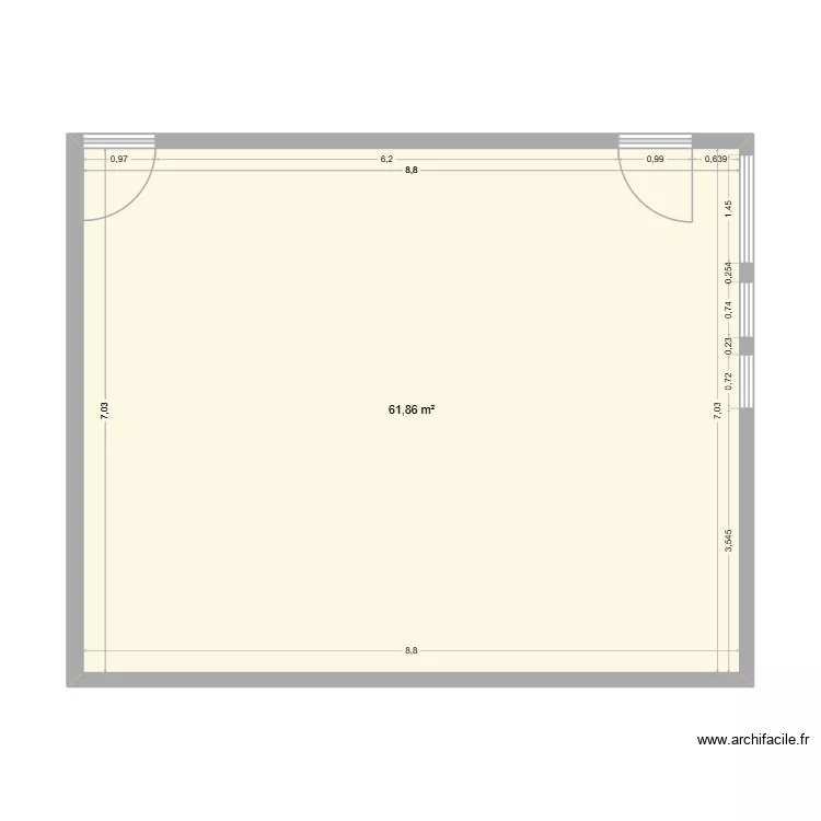 test 1. Plan de 1  et 62 m²