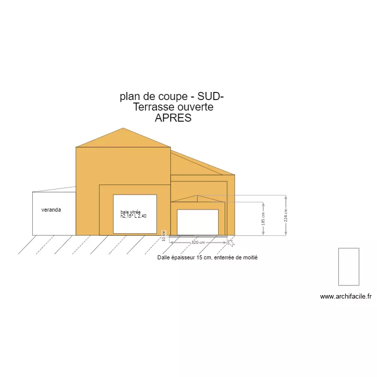 DP3 -plan de coupe -sud-APRES Terrasse ouverte. Plan de 