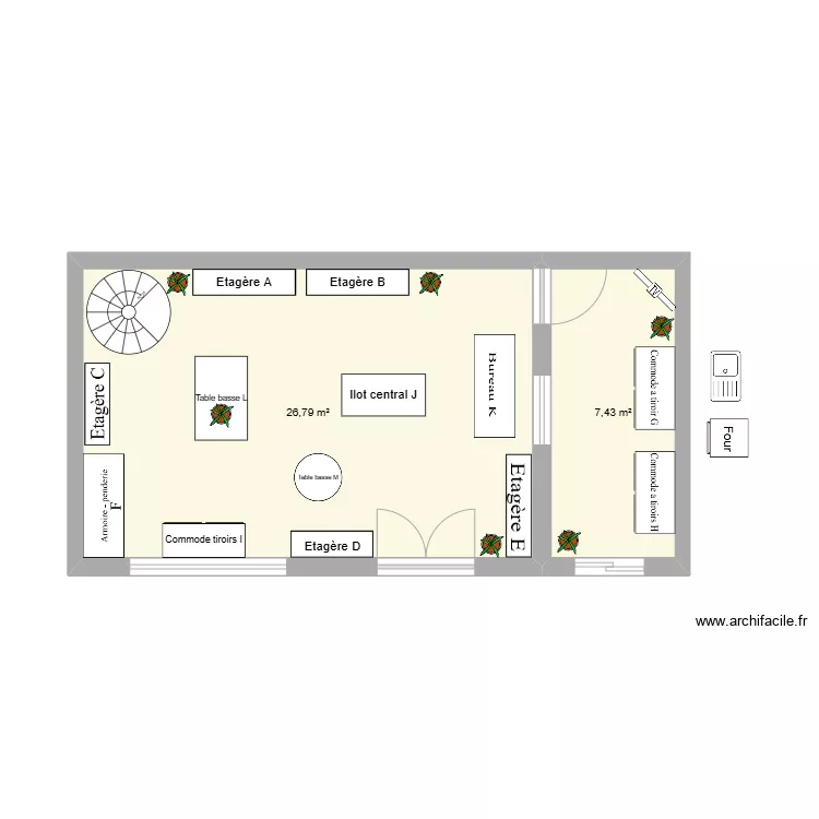 Agencement du point de vente. Plan de 