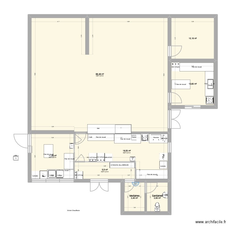 Cafétéria - Projet 6  Stephane. Plan de 8 pièces et 151 m2