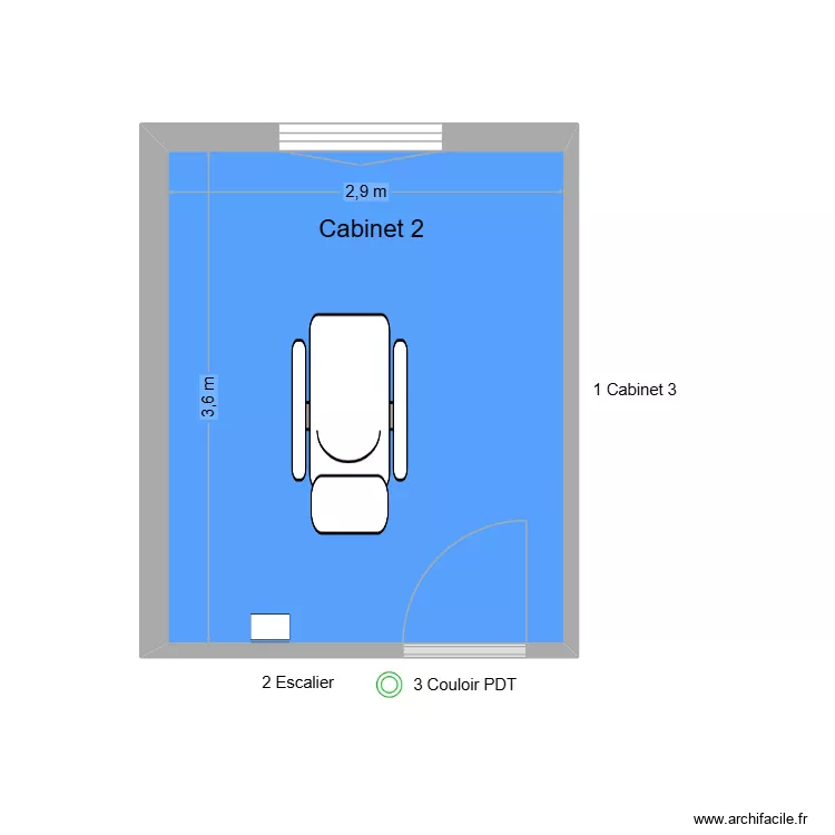 50125 Cabinet 2. Plan de 1  et 10 m²