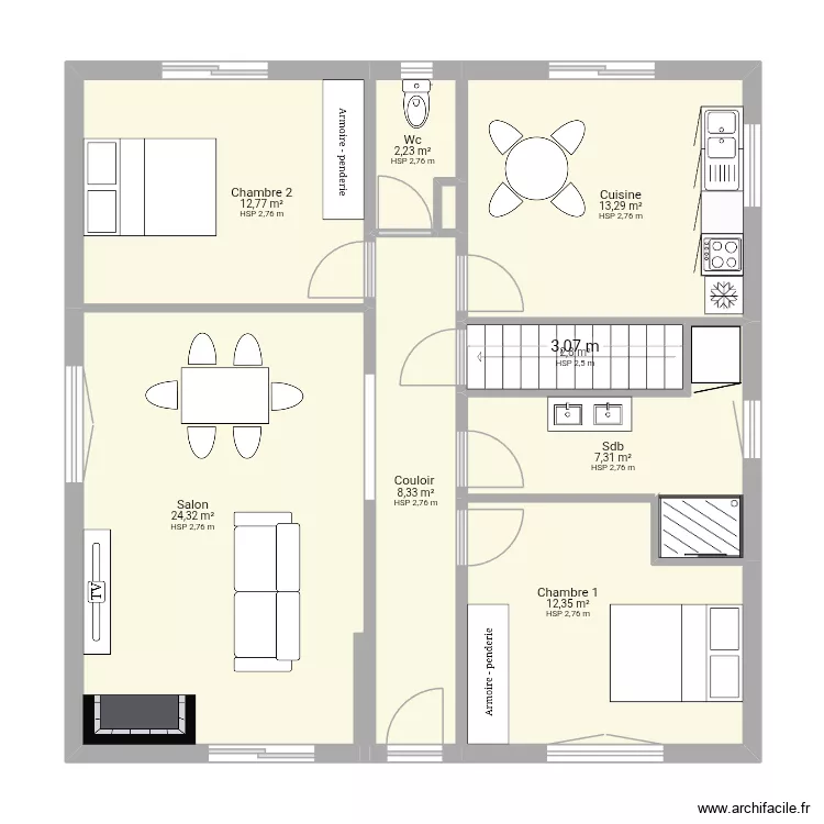 Simon la couronne new. Plan de 9  et 84 m²