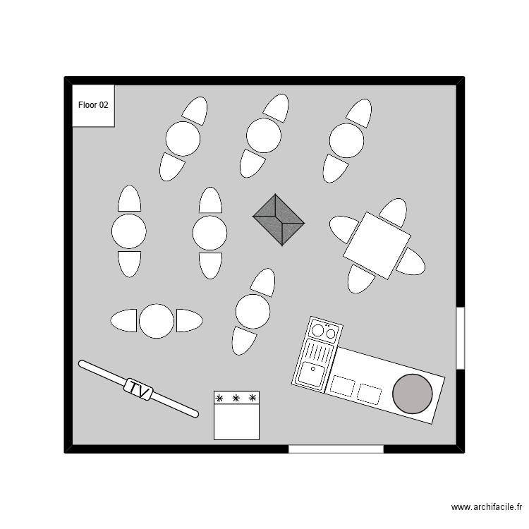 Albouna 03. Plan de 1 pièce et 30 m2