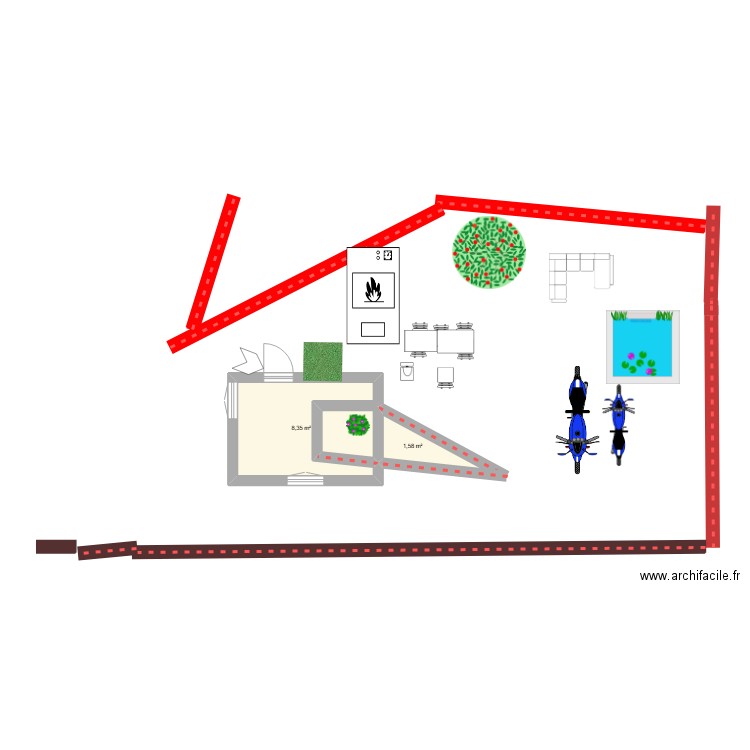 èxtèrieur. Plan de 2 pièces et 10 m2