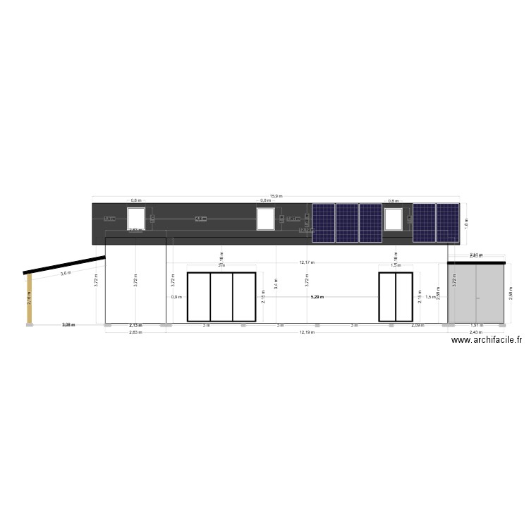 Façade Ouest. Plan de 0 pièce et 0 m2