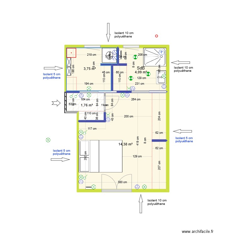 Chambre v8 08 Jan 2024. Plan de 4 pièces et 24 m2