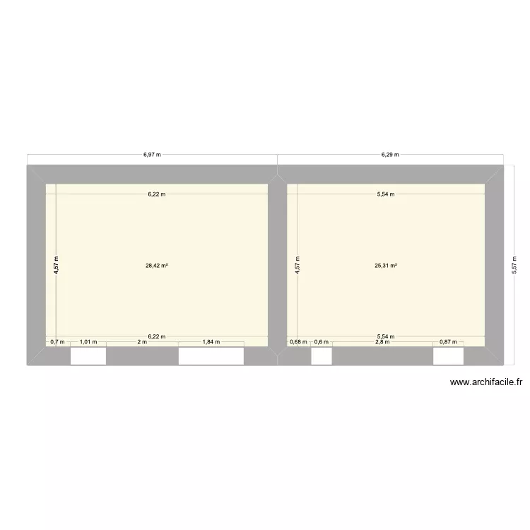 CARDAILLAC BAS - APRES TRAVAUX. Plan de 2  et 54 m²