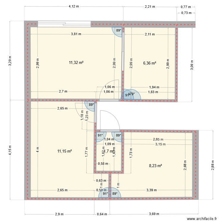 RDC partie nuit 3. Plan de 5 pièces et 39 m2