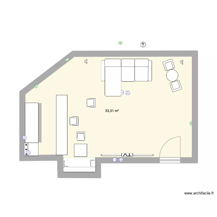 Salle -1 MENTON. Plan de 1  et 33 m²