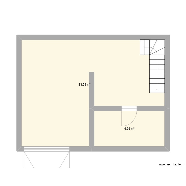 Folie rocheuse. Plan de 2 pièces et 41 m2