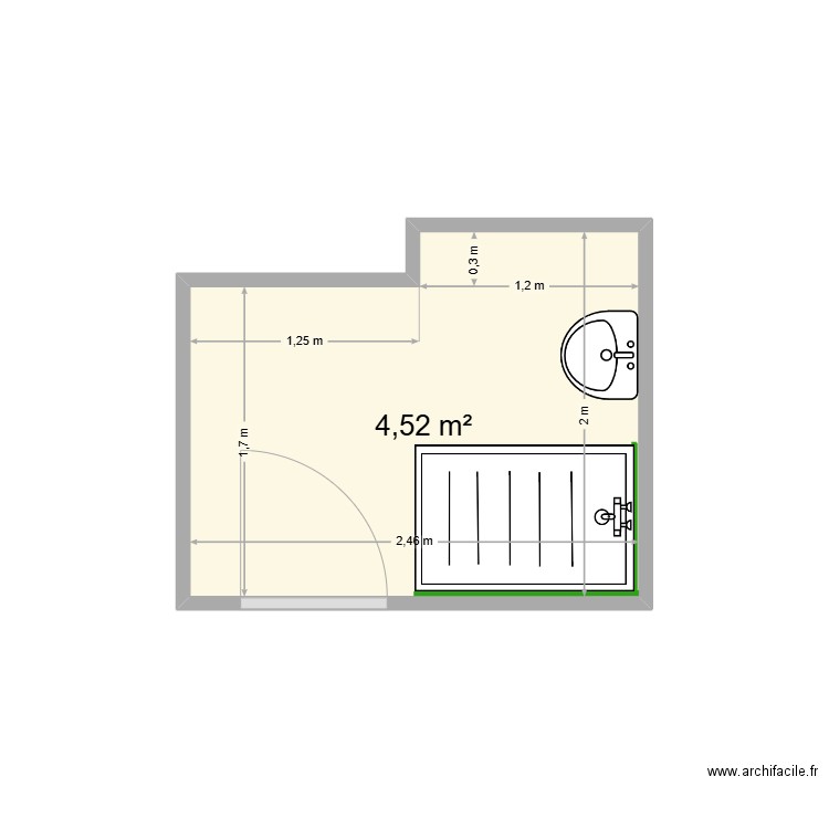 mass. Plan de 1 pièce et 5 m2