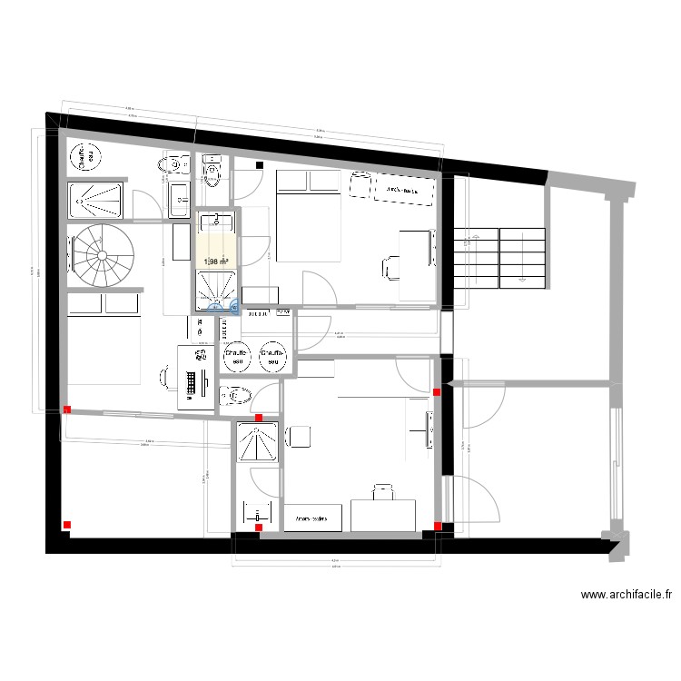 Plan 1er Chambres 8. Plan de 1 pièce et 2 m2