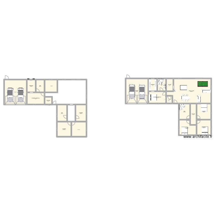 evan's house. Plan de 22 pièces et 293 m2