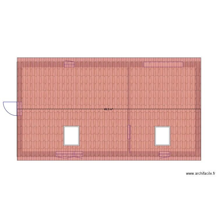 vue du ciel. Plan de 1 pièce et 50 m2