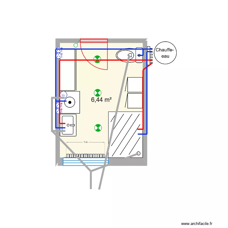 SdB. Plan de 1 et 6 m² SdB. Plan de 1 et 6 m²