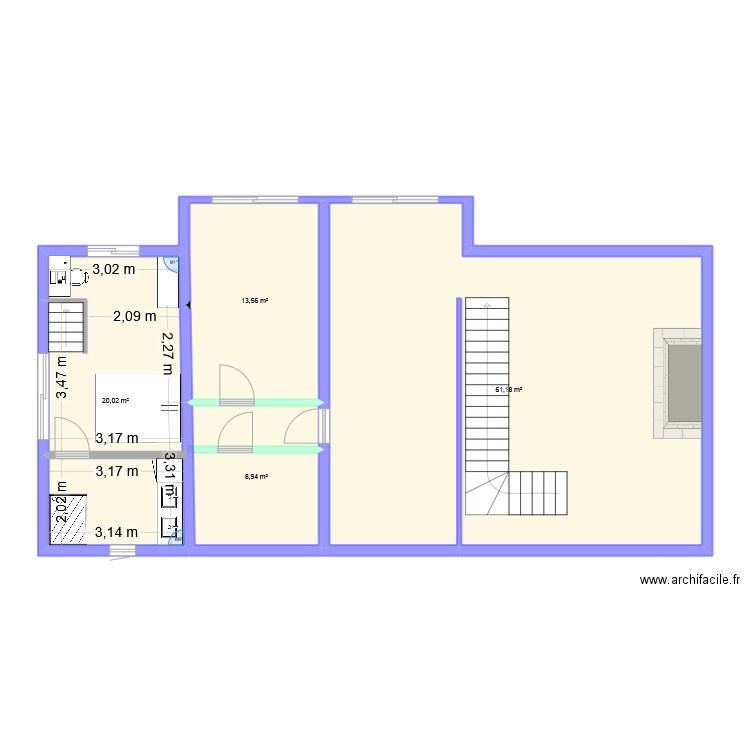 SalleboeuF ETG. Plan de 4 pièces et 104 m2