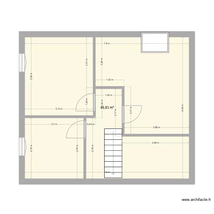 Etage existant. Plan de 1 et 47 m² Etage existant. Plan de 1 et 47 m²