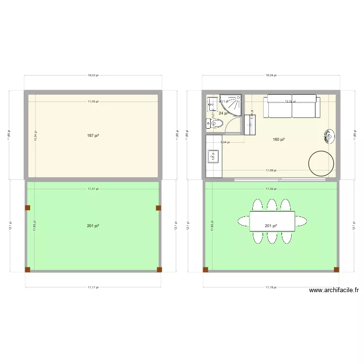 ext. Plan de 7  et 89 m²