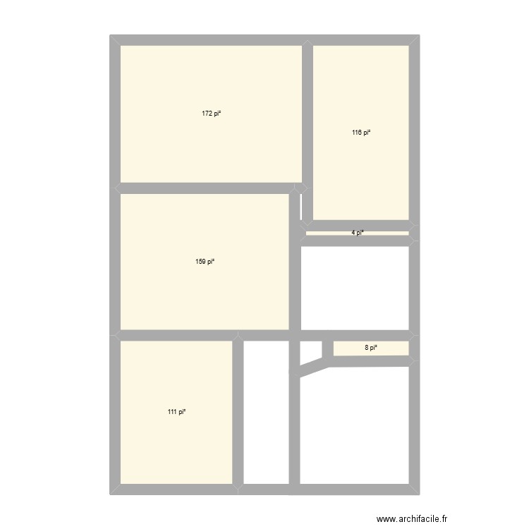 APT. Plan de 6 pièces et 53 m2