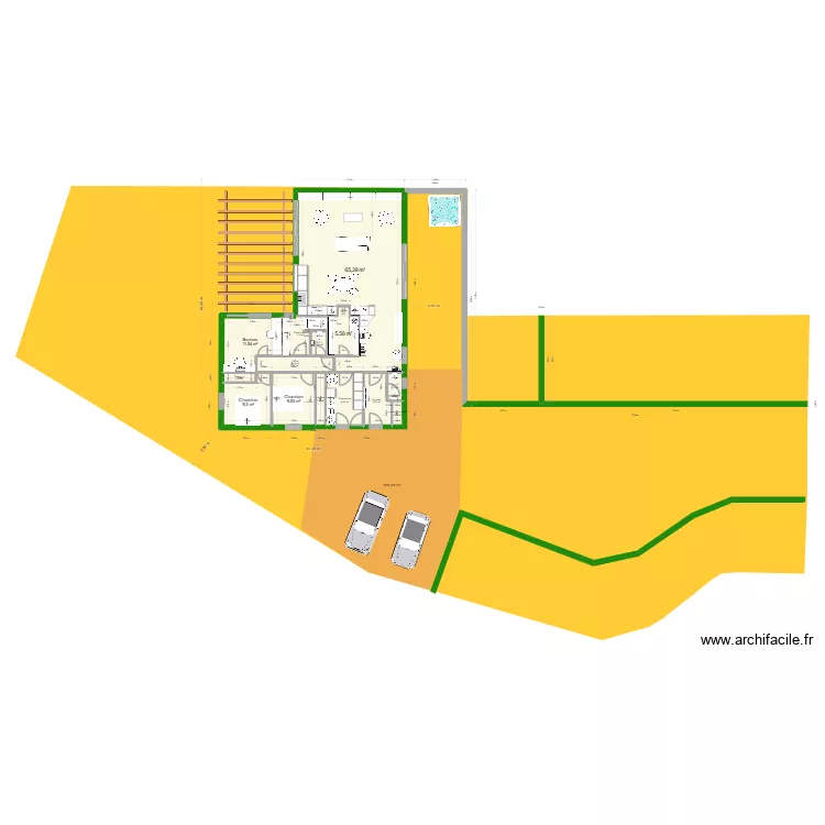 face ouest 2. Plan de 14 et 133 m² face ouest 2. Plan de 14 et 133 m²