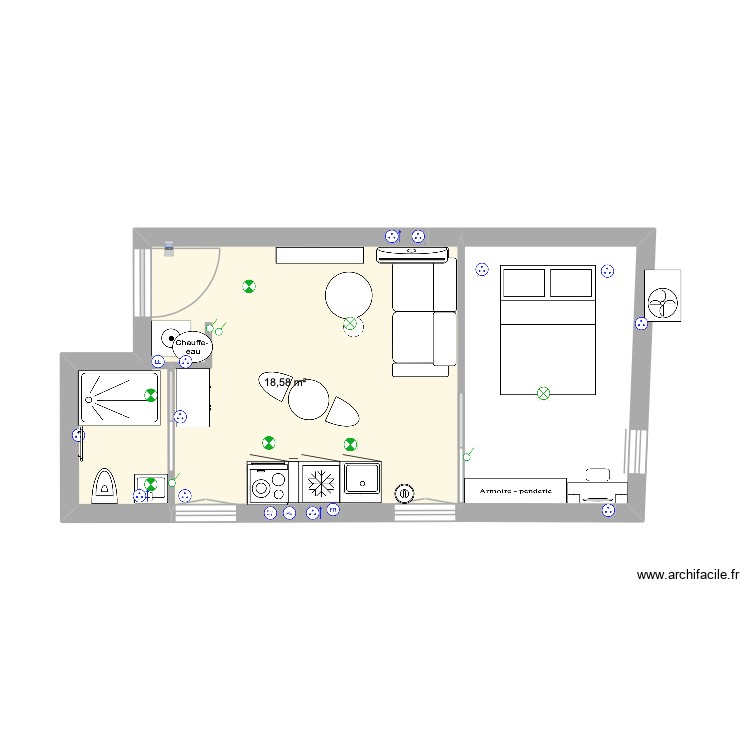 Appartement 26. Plan de 1 pièce et 19 m2