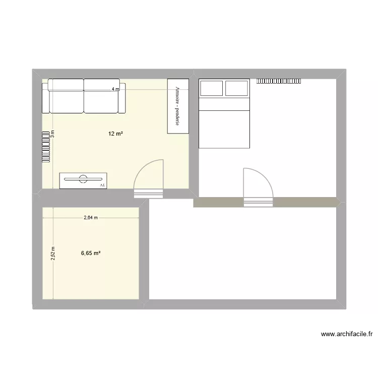 efds. Plan de 2  et 19 m²