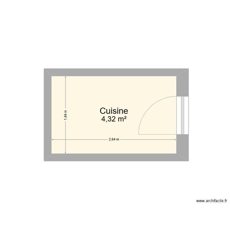 cuisine Toulon. Plan de 1 pièce et 4 m2