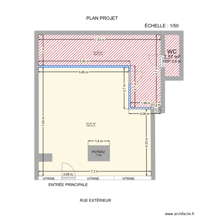 PLAN Projet 2. Plan de 3 pièces et 71 m2