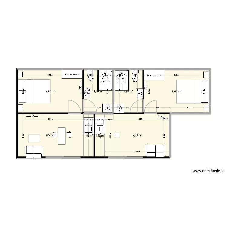 ESSAI. Plan de 8  et 49 m²
