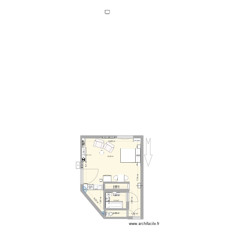 Appart 3. Plan de 4 pièces et 41 m2