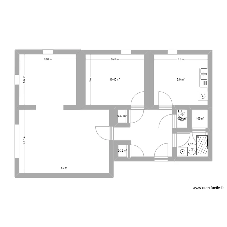 65 Tonnel&eacute;. Plan de 7  et 25 m²