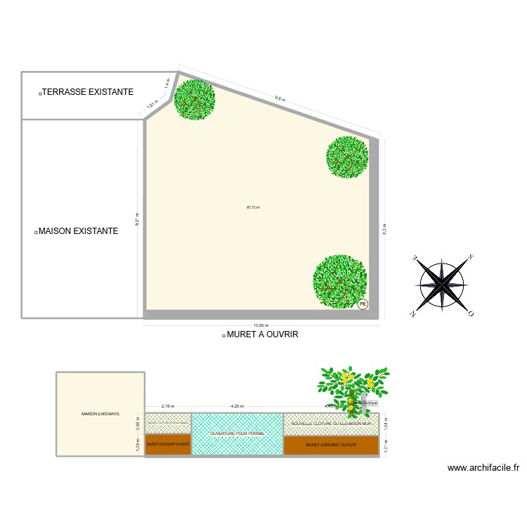 JARDIN 3. Plan de 7 pièces et 135 m2