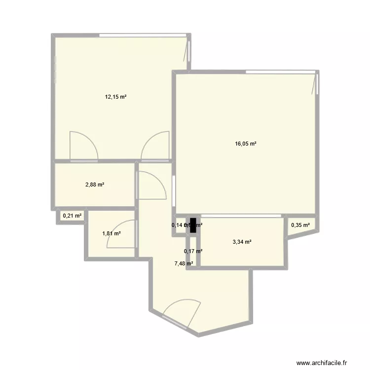 Vrai plan. Plan de 11  et 45 m²