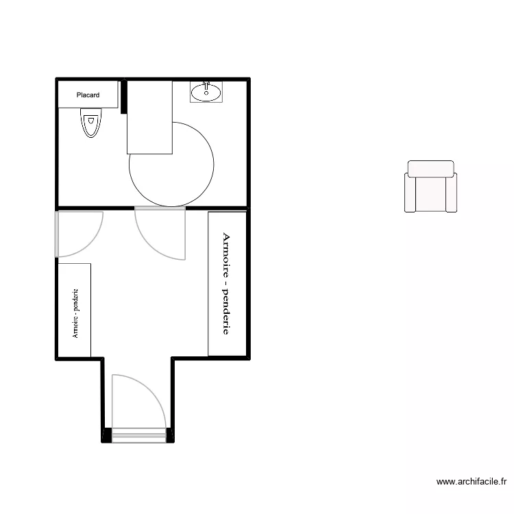 Marssac toilette rdc. Plan de 1  et 18 m²
