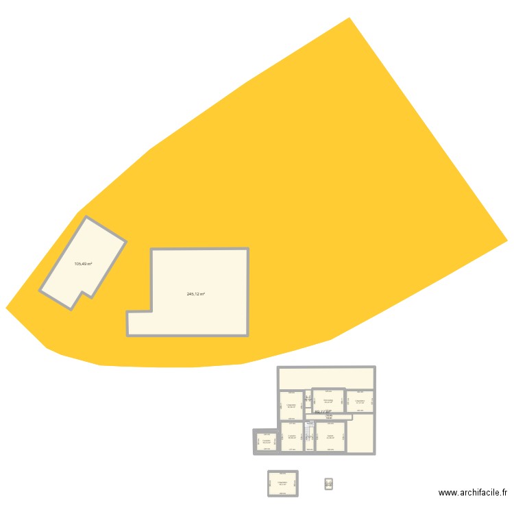 Saint-hippolyte  rdc. Plan de 14 pièces et 746 m2