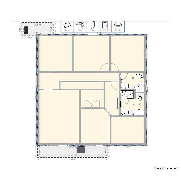 GALETS. Plan de 12 pièces et 90 m2