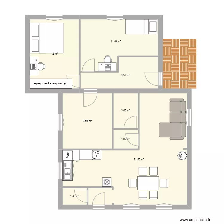 Maison projet 3. Plan de 8  et 78 m²