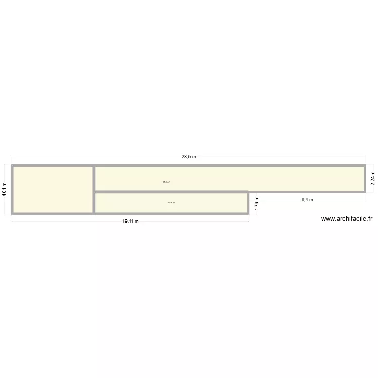 trottoire genie blanc. Plan de 2 Pièces et 87 m² trottoire genie blanc. Plan de 2 Pièces et 87 m²