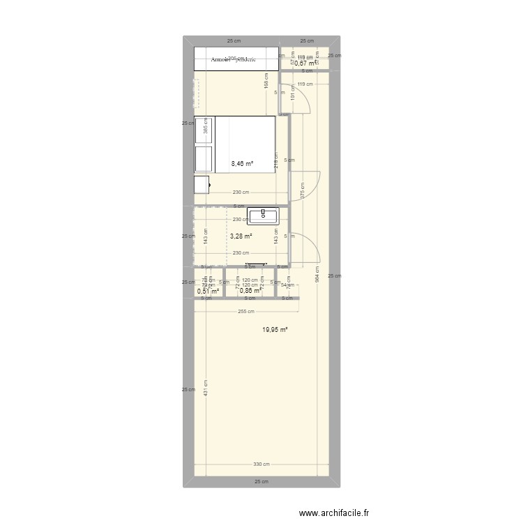 Projet Bourgeois. Plan de 6 pièces et 34 m2