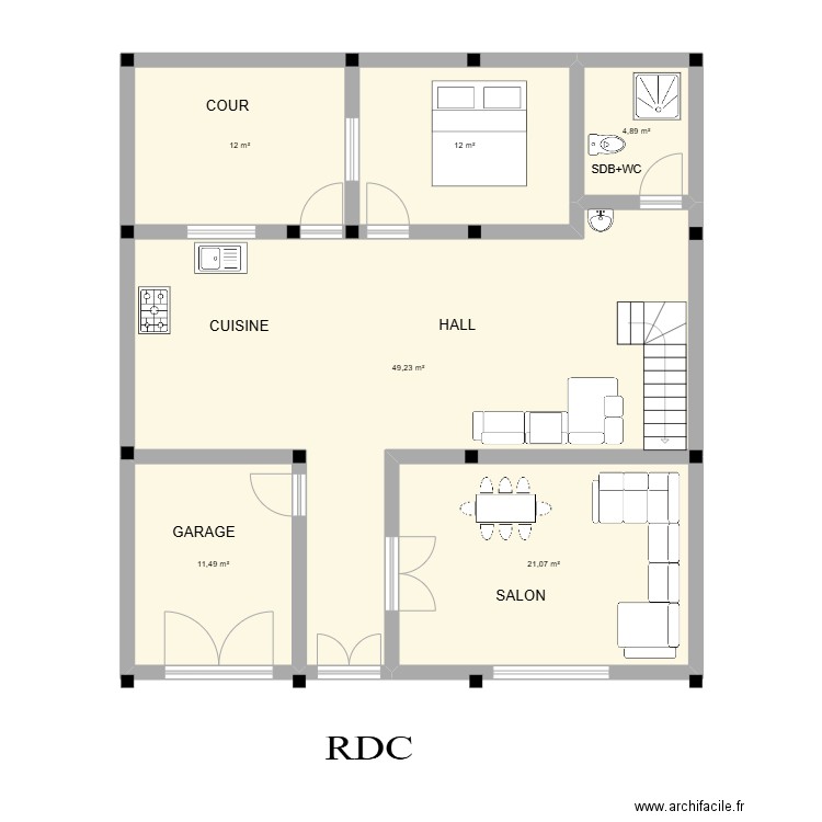 plan1. Plan de 6 pièces et 111 m2